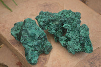 Natural Chatoyant Silky Malachite Specimens  x 2 From Congo - Toprock Gemstones and Minerals 