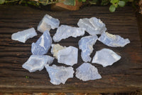 Natural Etched Blue Chalcedony Specimens  x 12 From Nsanje, Malawi