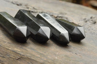 Polished Double Terminated Black Basalt Points  x 4 From Madagascar - TopRock