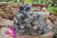 Natural Smokey Quartz Cluster With Schorl & Hyalite Opal x 1 From Erongo Mountains, Namibia