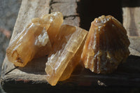 Natural Honey Aragonite Etched & Cobbed Pieces  x 12 From Namibia