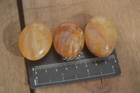 Polished Golden Healer Hematoid Quartz Galet / Palm Stones x 35 From Madagascar