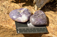 Polished Purple Lepidolite Mica Hearts  x 6 From Madagascar - TopRock