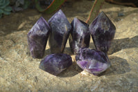 Polished Dark Purple Amethyst Points x 6 From Zambia