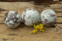 Polished Pink Tourmaline Rubellite Spheres x 3 From Ambatondrazaka, Madagascar - TopRock