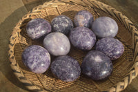 Polished Purple Lepidolite Palm Stones  x 12 From Zimbabwe