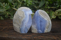 Polished Blue Lace Agate Standing Free Forms  x 2 From Nsanje, Malawi - Toprock Gemstones and Minerals 