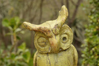 Polished Large Hand Carved Leopard Stone Owl Sculpture x 1 From Zimbabwe - TopRock