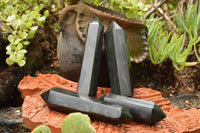 Polished Double Terminated Black Basalt Points  x 4 From Madagascar - TopRock