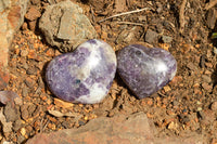 Polished Purple Lepidolite Mica Hearts  x 6 From Madagascar - TopRock