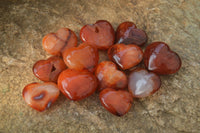 Polished Carnelian Agate Hearts  x 12 From Madagascar