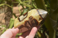 Polished Septaria (Yellow Calcite & Aragonite) Points x 2 From Mahajanga, Madagascar - TopRock