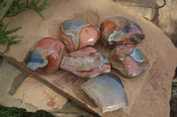 Polished One Side Polished Polychrome Jasper Nodules  x 6 From Mahajanga, Madagascar