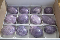 Polished Purple Lepidolite Palm Stones  x 12 From Zimbabwe