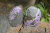 Polished Stichtite & Serpentine Standing Free Forms With Silky Purple Threads  x 2 From Barberton, South Africa - Toprock Gemstones and Minerals 