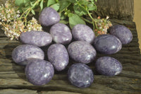 Polished Purple Lepidolite Palm Stones  x 12 From Zimbabwe