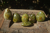 Polished Green Opal Standing Free Forms  x 6 From Madagascar - Toprock Gemstones and Minerals 