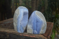 Polished Blue Lace Agate Standing Free Forms  x 2 From Nsanje, Malawi - Toprock Gemstones and Minerals 