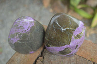 Polished Stichtite & Serpentine Standing Free Forms With Silky Purple Threads  x 2 From Barberton, South Africa - Toprock Gemstones and Minerals 