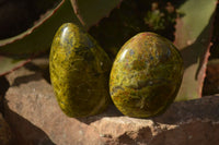 Polished  Green Opal Standing Free Forms  x 6 From Antsirabe, Madagascar