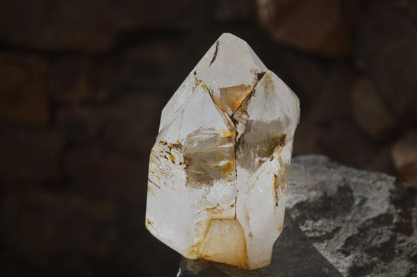 Polished Large Triple Headed Window Quartz Crystal x 1 From Madagascar