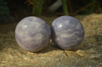 Polished Purple Lepidolite Palm Stones  x 12 From Zimbabwe