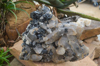 Natural Smokey Quartz Cluster With Schorl & Hyalite Opal x 1 From Erongo Mountains, Namibia