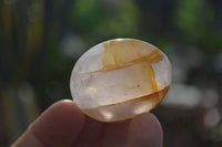 Polished Golden Healer Hematoid Quartz Galet / Palm Stones x 35 From Madagascar