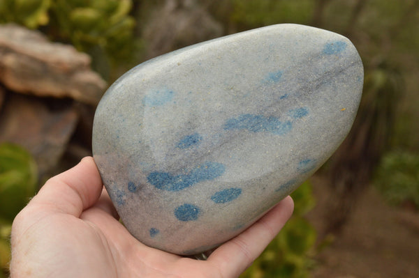 Polished Blue Spotted Spinel Quartz Standing Free Form & Point  x 2 From Madagascar - TopRock