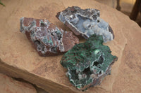 Natural Rare Ball Malachite On Drusy Quartz & Dolomite Specimens x 3 From Kambove, Congo