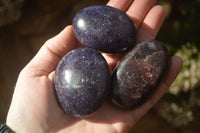 Polished Purple Lepidolite Palm Stones  x 12 From Zimbabwe