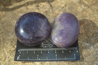 Polished Purple Lepidolite Palm Stones  x 12 From Zimbabwe