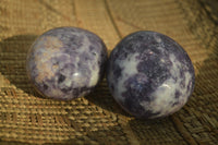 Polished Purple Lepidolite Palm Stones  x 12 From Zimbabwe