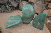 Polished Large Green Aventurine Free Forms  x 3 From Zimbabwe - TopRock