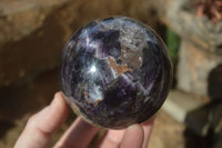 Polished Gorgeous Chevron Amethyst Spheres x 2 From Zambia