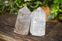 Polished  Rare Rutilated Quartz Points  x 2 From Madagascar