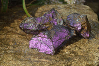 Natural Metallic Purpurite Cobbed Specimens x 3 From Erongo, Namibia