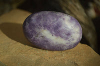 Polished Purple Lepidolite Palm Stones  x 12 From Zimbabwe