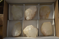 Natural Large Clear White Quartz Crystal Formations  x 6 From Madagascar