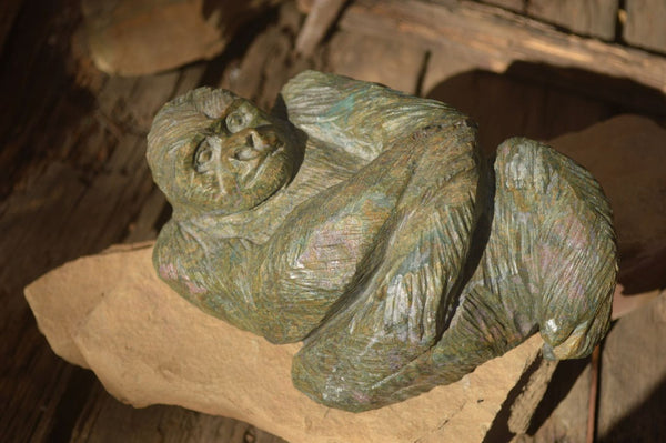 Polished  Green Verdite Gorilla Carving  x 1 From Zimbabwe