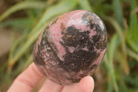 Polished  Pink & Black Rhodonite Standing Free Forms x 3 From Madagascar