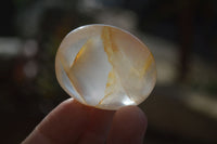 Polished Golden Healer Hematoid Quartz Galet / Palm Stones x 35 From Madagascar