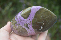 Polished Stichtite & Serpentine Standing Free Forms With Silky Purple Threads  x 2 From Barberton, South Africa - Toprock Gemstones and Minerals 