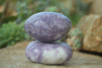 Polished Purple Lepidolite Palm Stones  x 12 From Zimbabwe