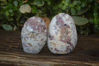 Polished Rubellite Pink Tourmaline Matrix Standing Free Forms x 2 From Madagascar