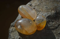 Polished Golden Healer Hematoid Quartz Galet / Palm Stones x 35 From Madagascar