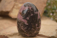 Polished  Pink & Black Rhodonite Standing Free Forms x 3 From Madagascar