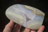 Polished Blue Lace Agate Standing Free Forms  x 2 From Nsanje, Malawi - Toprock Gemstones and Minerals 