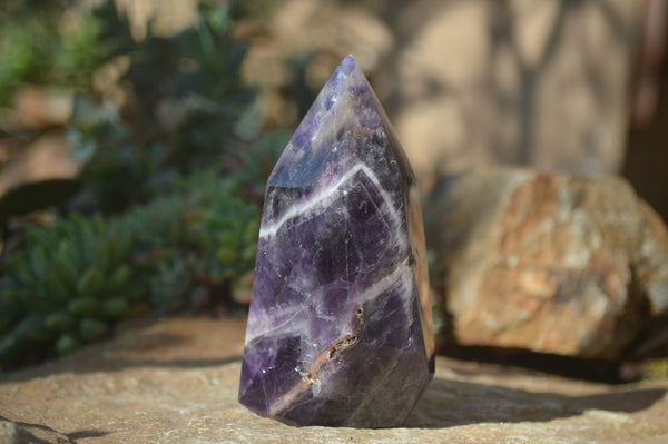 Polished Chevron Amethyst Points x 4 From Zambia