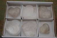 Polished Bright Clear Quartz Hearts With Rainbow Veils  x 6 From Madagascar - TopRock